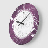 紫のグランジダマスクエレガント渦巻き ラージ壁時計 (傾斜)