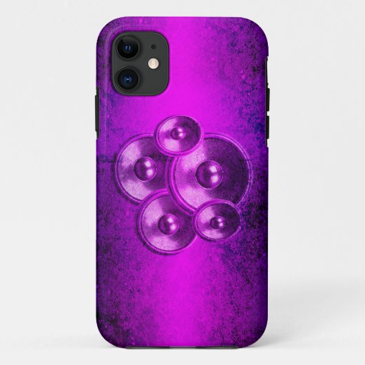 紫のグランジ壁の音楽スピーカー Case-Mate iPhoneケース (裏面)