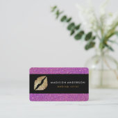 紫のグリアシックな金ゴールド唇 – メイクアップアーティスト 名刺 (スタンド正面)