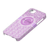 紫のグリッターとダマスク(名前とイニシャルカバー付き) Case-Mate iPhoneケース (下部)