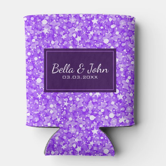 紫のグリッターと白い火花 缶クーラー (裏面)