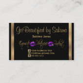 紫のグリッターと金ゴールドリップ – カスタム 名刺 (裏面)