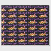 紫のグリッターにワームのトリックオアトリート ハロウィン ラッピングペーパー (フラット)