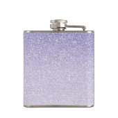 紫のグリッターのモダンスパークパーソナライズされたル名 フラスク (裏面)