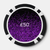 紫のグリッターオンブラックボーランスオールエース | ポーカーチップ (裏面)