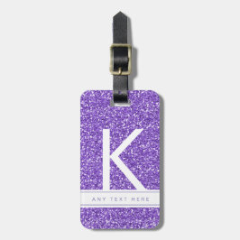 紫のグリッターガーリーモダンのモノグラムの荷物 ラゲッジタグ
