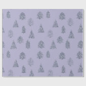 紫のグリッタークリスマスツリー ラッピングペーパー (フラット)