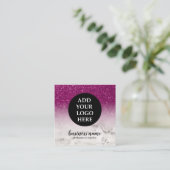 紫のグリッターグラデーションキュラッシーロゴのソーシャルアイコン スクエア名刺 (スタンド正面)