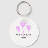 紫のグリッタースパークルテクスピンクバルーン キーホルダー (正面)