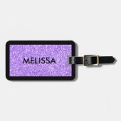 紫のグリッターテクスチャプリント ラゲッジタグ (正面横)