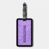 紫のグリッターテクスチャプリント ラゲッジタグ (裏面縦)