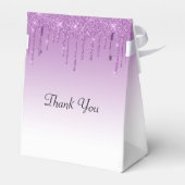 紫のグリッタードリップスバースデーパーティーのお願いボックス フェイバーボックス (裏面サイド)