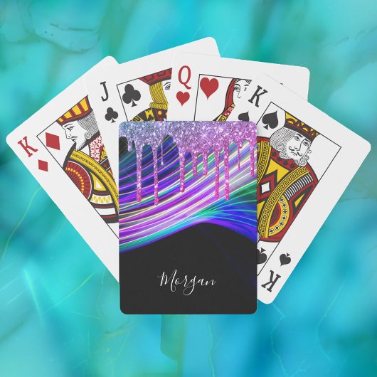 紫のグリッタードリップ、光線、黒の名前 トランプ