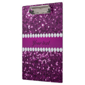 紫のグリッターフェイクとダイヤモンド クリップボード (左)
