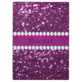 紫のグリッターフェイクとダイヤモンド クリップボード (裏面)