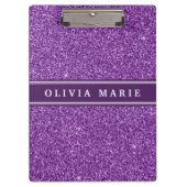 紫のグリッターフェイクの名パーソナライズされた前 クリップボード (正面)