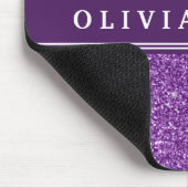 紫のグリッターフェイクの名パーソナライズされた前 マウスパッド (コーナー)