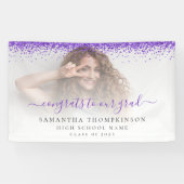 紫のグリッターフォトスクリプト2024卒業バナー 横断幕 (横)