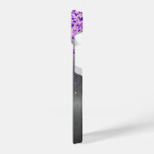 紫のグリッターブラシ付きメタル iPhoneケース (左側面)