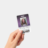 紫のグリッタープロフェッショナルCNAナース写真名 バッジ (手持ち)