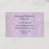 紫のグリッターメイクアップと髪3枚の写真コラージュ 名刺 (裏面)