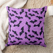紫のグリッタールックと黒のこうもり クッション (ブランケット)