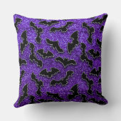 紫のグリッタールックと黒のこうもり クッション (裏面)