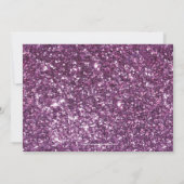 紫のグリッタールックリボンボーフォトブライダルシャワー 招待状 (裏面)