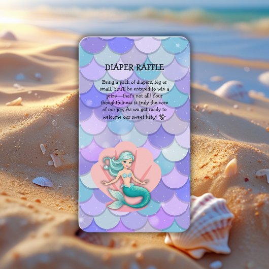 紫のグリッター人魚の海の赤ちゃんシャワーの下 エンクロージャーカード