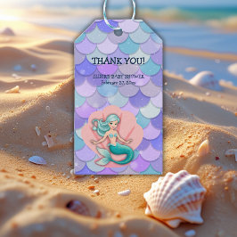 紫のグリッター人魚の海の赤ちゃんシャワーの下 ギフトタグ