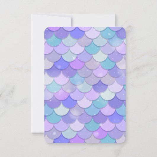 紫のグリッター人魚の海の赤ちゃんシャワーの下 サンキューカード (裏面)