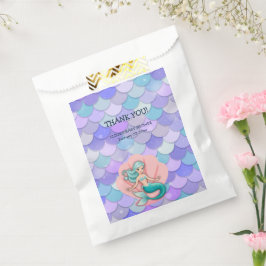 紫のグリッター人魚の海の赤ちゃんシャワーの下 フェイバーバッグ