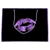 紫のグリッター唇 ラージペーパーバッグ (正面)