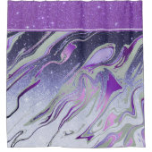 紫のグリッター大理石シャワーカーテン シャワーカーテン (正面)