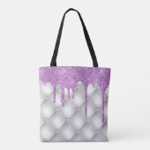 紫のグリッター宝石銀金属 トートバッグ (裏面)