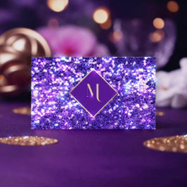 紫のグリッター幾何学的金ゴールドフレームスタイリッシュ 名刺