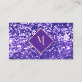 紫のグリッター幾何学的金ゴールドフレームスタイリッシュ 名刺 (正面)