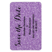 紫のグリッター日付フレキシマグネットを保存 マグネット (縦)