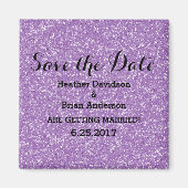 紫のグリッター日付磁石を保存 マグネット (正面)