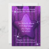 紫のグリッター様バースデーパーティ招待状 招待状 (裏面)