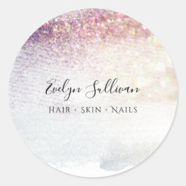 紫のグリッター水色 ラウンドシール
