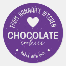 紫のグリッター焼いた背景と愛 ラウンドシール