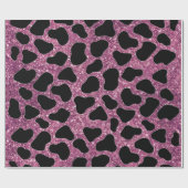 紫のグリッター牛のパターン ラッピングペーパー (フラット)
