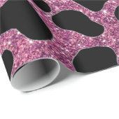 紫のグリッター牛のパターン ラッピングペーパー (ロールコーナー)