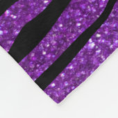 紫のグリッター縞模様 フリースブランケット (角)