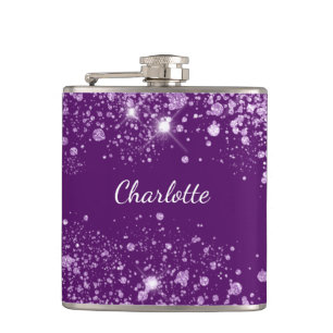紫のグリッター輝く誕生日 フラスク