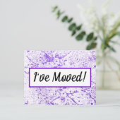 紫のグリッター（ばちゃばちゃ）跳ねるの住所変更 ポストカード (スタンド正面)