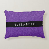 紫のグリッター、グリッターの背景、名前 アクセントクッション (正面)