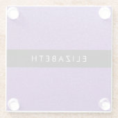 紫のグリッター、グリッターの背景、名前 ガラスコースター (裏面)