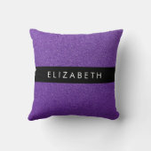 紫のグリッター、グリッターの背景、名前 クッション (裏面)